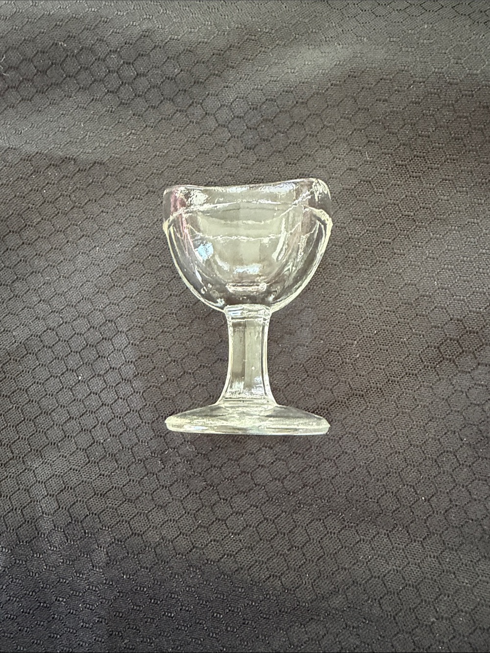 Vintage clear press glass eyeglass wash APX 2 inches